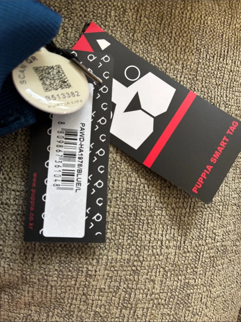 Puppia Kent Houndstooth Winter Dog Harness Blue Size Large NWT